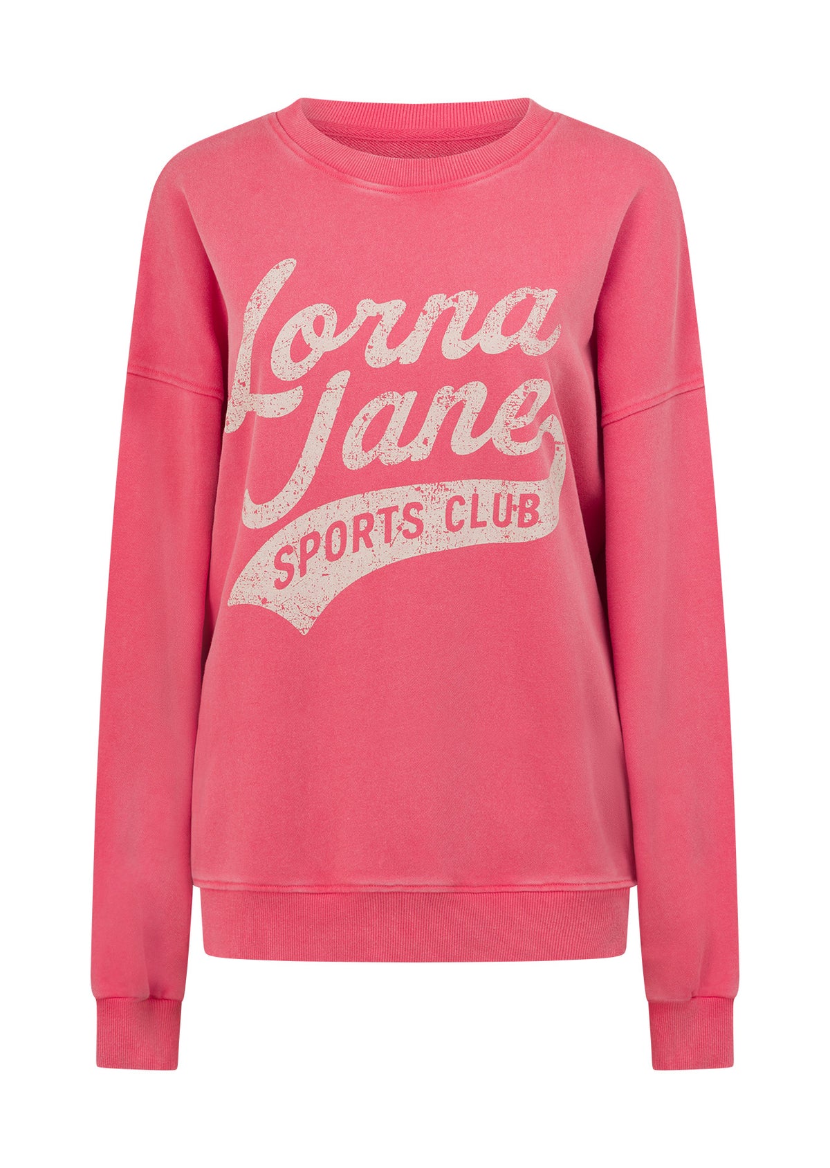 Lorna Jane Sports Club Washed Sweat - Washed Dark Pink Grapefruit