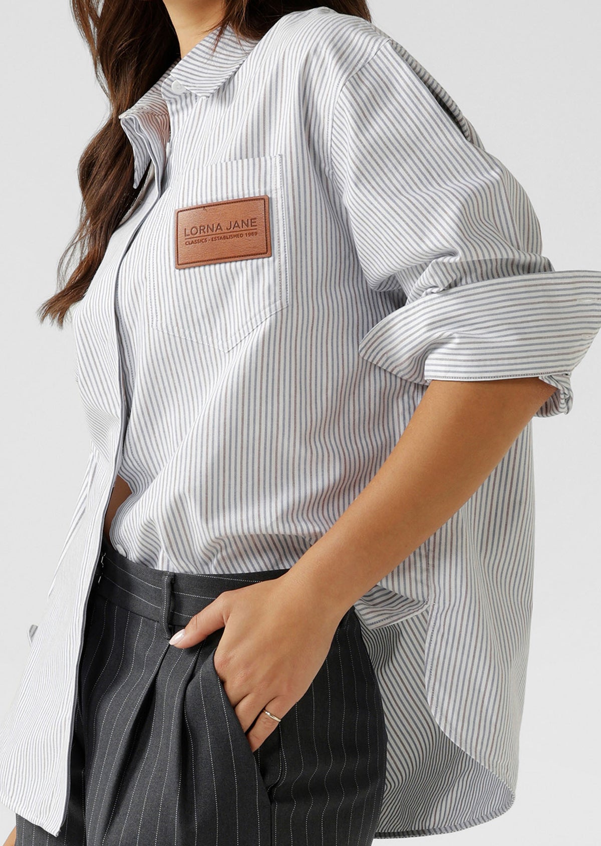 Lorna Jane Signature Long Sleeve Shirt - Multi Mini Stripe