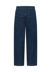 Lorna Jane Off Duty Midrise Barrel Jeans - Dark Blue Washed Denim
