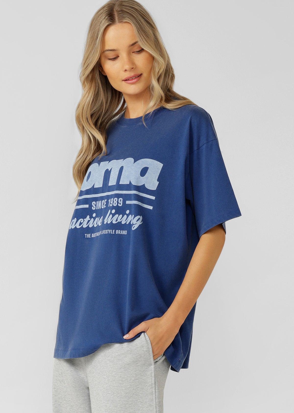 Lorna Jane Comeback Washed Boyfriend T-Shirt - Washed Storm