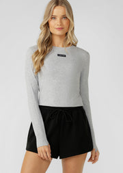 Lorna Jane Motion Long Sleeve Rib Top - Grey Marl