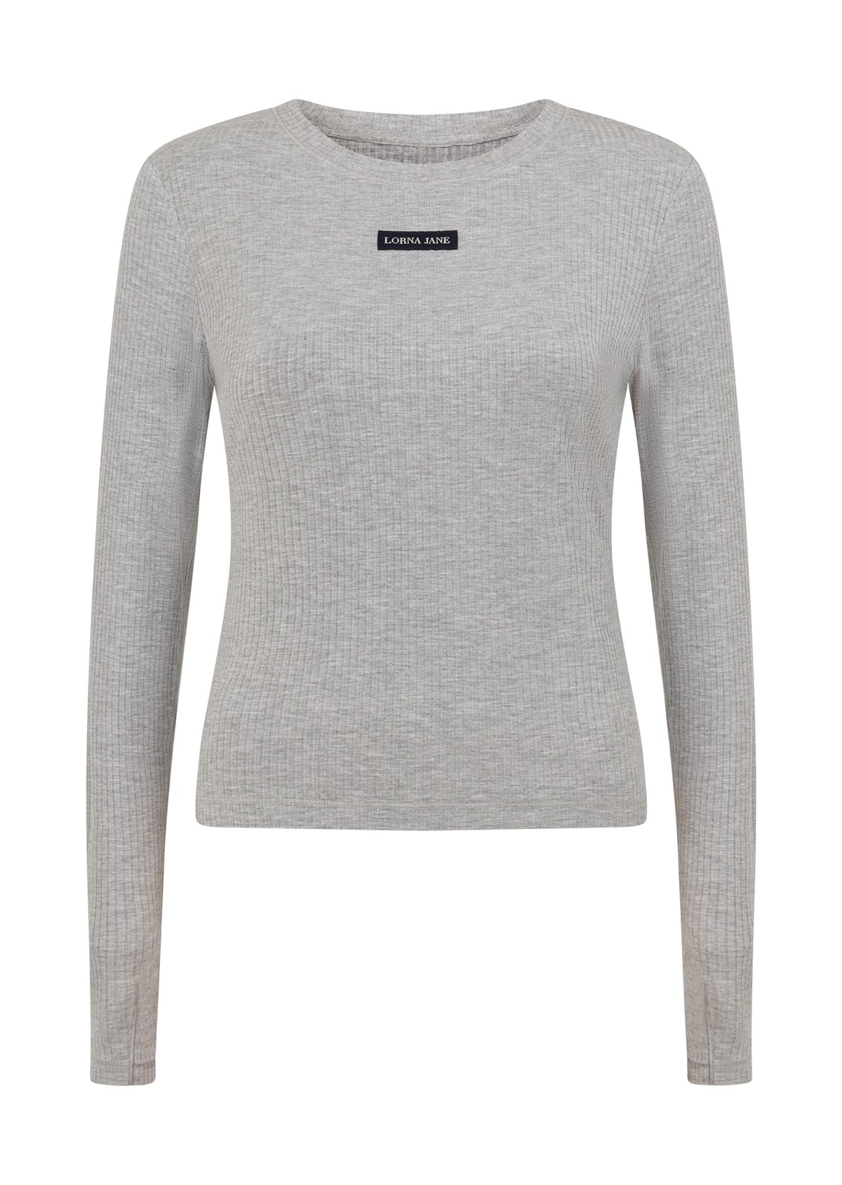 Lorna Jane Motion Long Sleeve Rib Top - Grey Marl