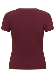 Lorna Jane Everyday Comfort Slim Rib T-Shirt - Cranberry