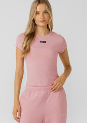 Lorna Jane Everyday Comfort Slim Rib T-Shirt - Dusty Rose