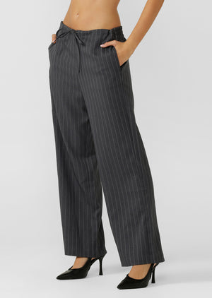Lorna Jane Effortless Tailored Pants - Titanium Pinstripe