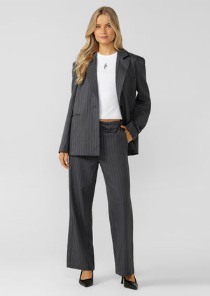Lorna Jane Effortless Tailored Pants - Titanium Pinstripe