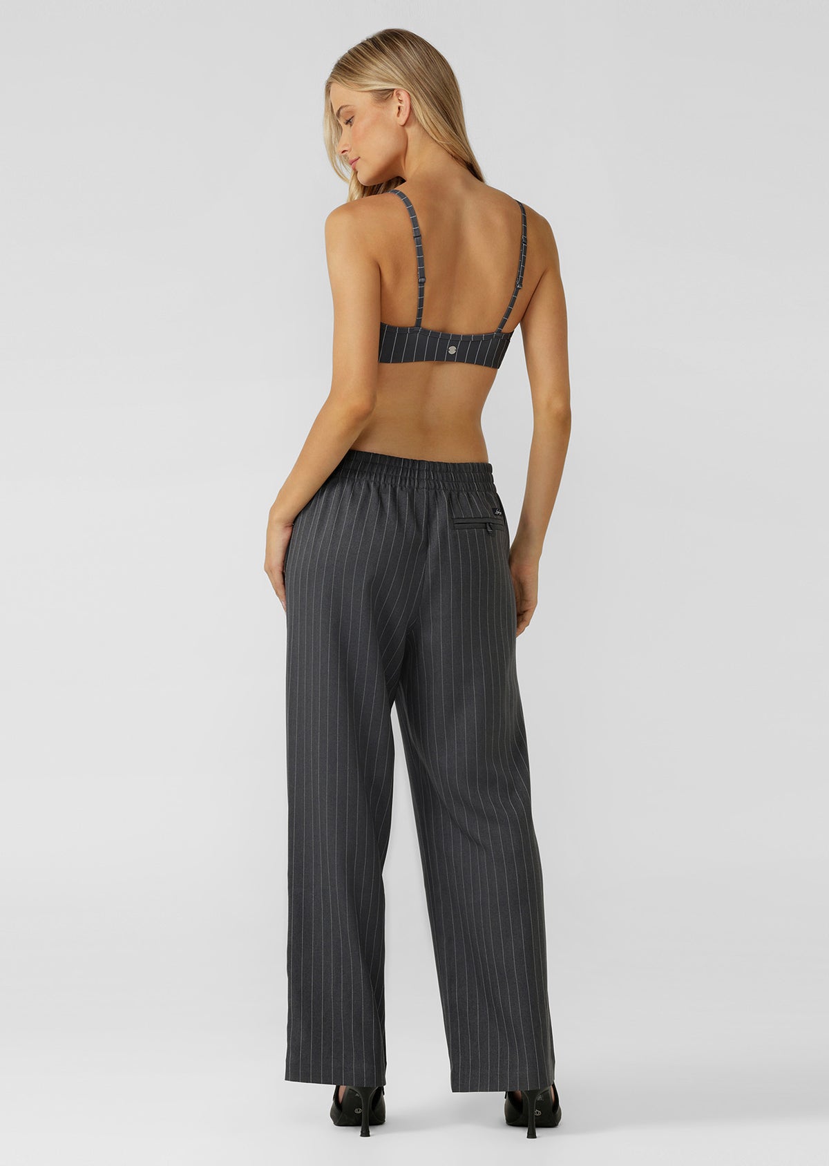 Lorna Jane Effortless Tailored Pants - Titanium Pinstripe