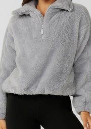 Lorna Jane Everyday Teddy Quarter Zip Sweat - Concrete Grey