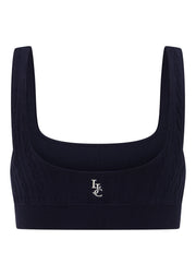 Lorna Jane Cable Seamless Sports Bra - Midnight Blue