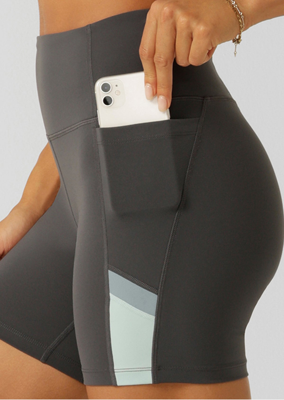Lorna Jane Trailblazer Phone Pocket 16cm Bike Shorts - Titanium