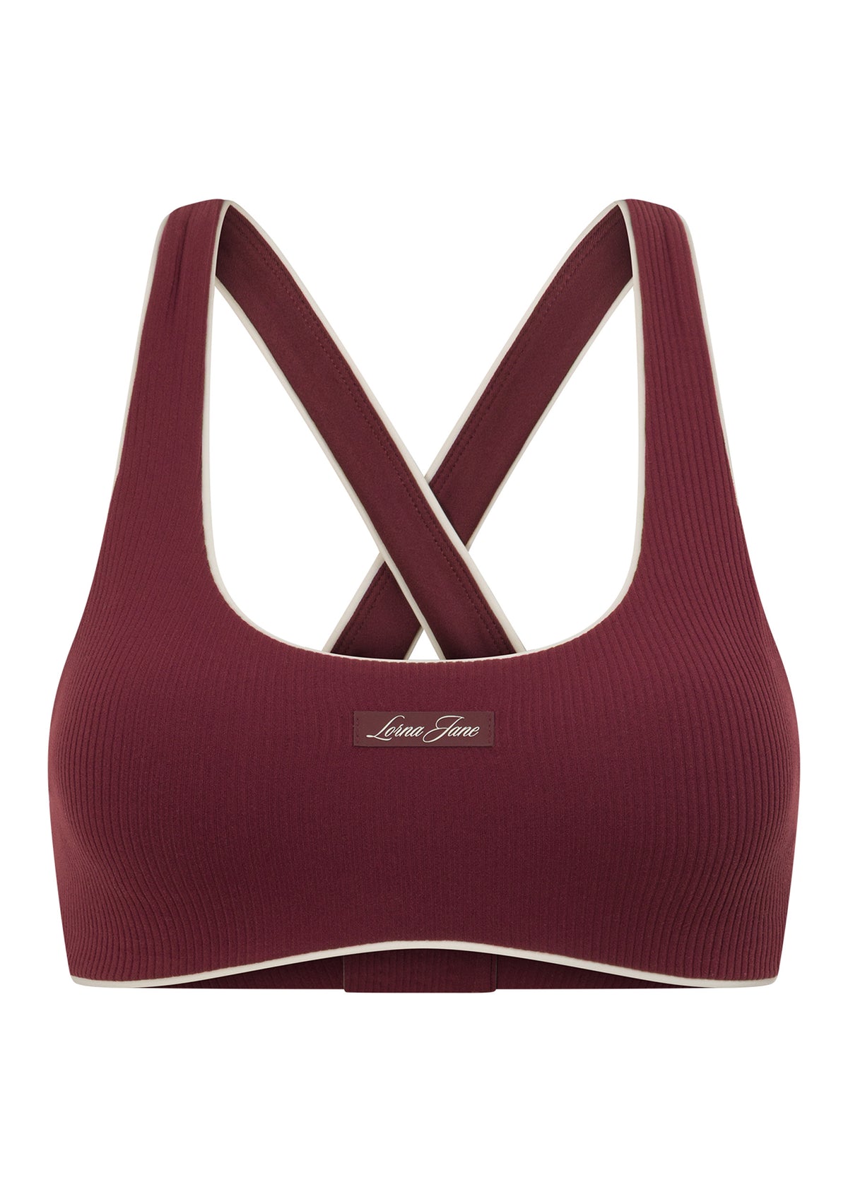 Lorna Jane Irresistible Rib High Support Sports Bra - Cranberry