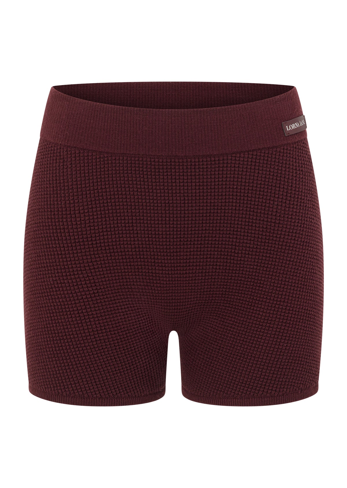 Lorna Jane Take It Easy Waffle Knit 7cm Cheeky Shorts - Cranberry