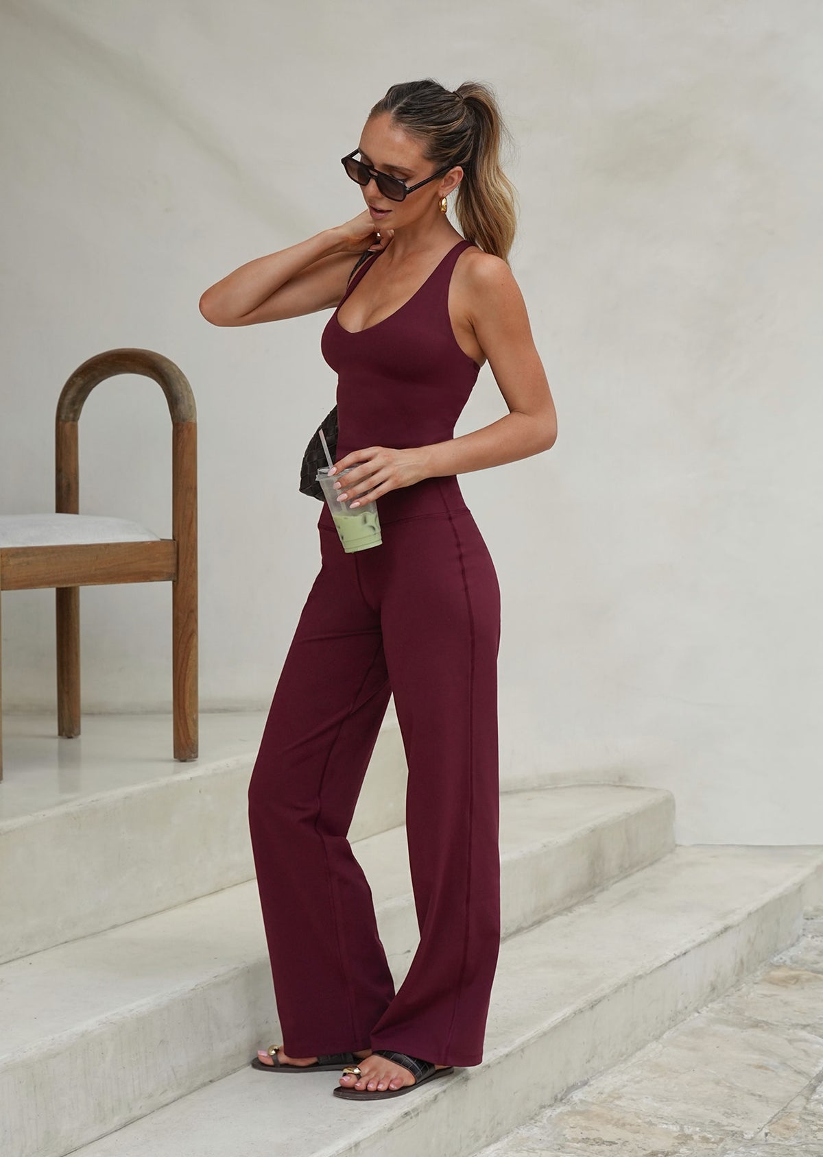 Lorna Jane All Day Active Midrise Pants - Dark Ruby