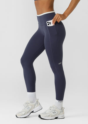 Lorna Jane Half Time 2 Pocket Ankle Biter Leggings - Platinum Navy