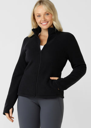Lorna Jane Amy Polar Fleece Zip Through Jacket - Black