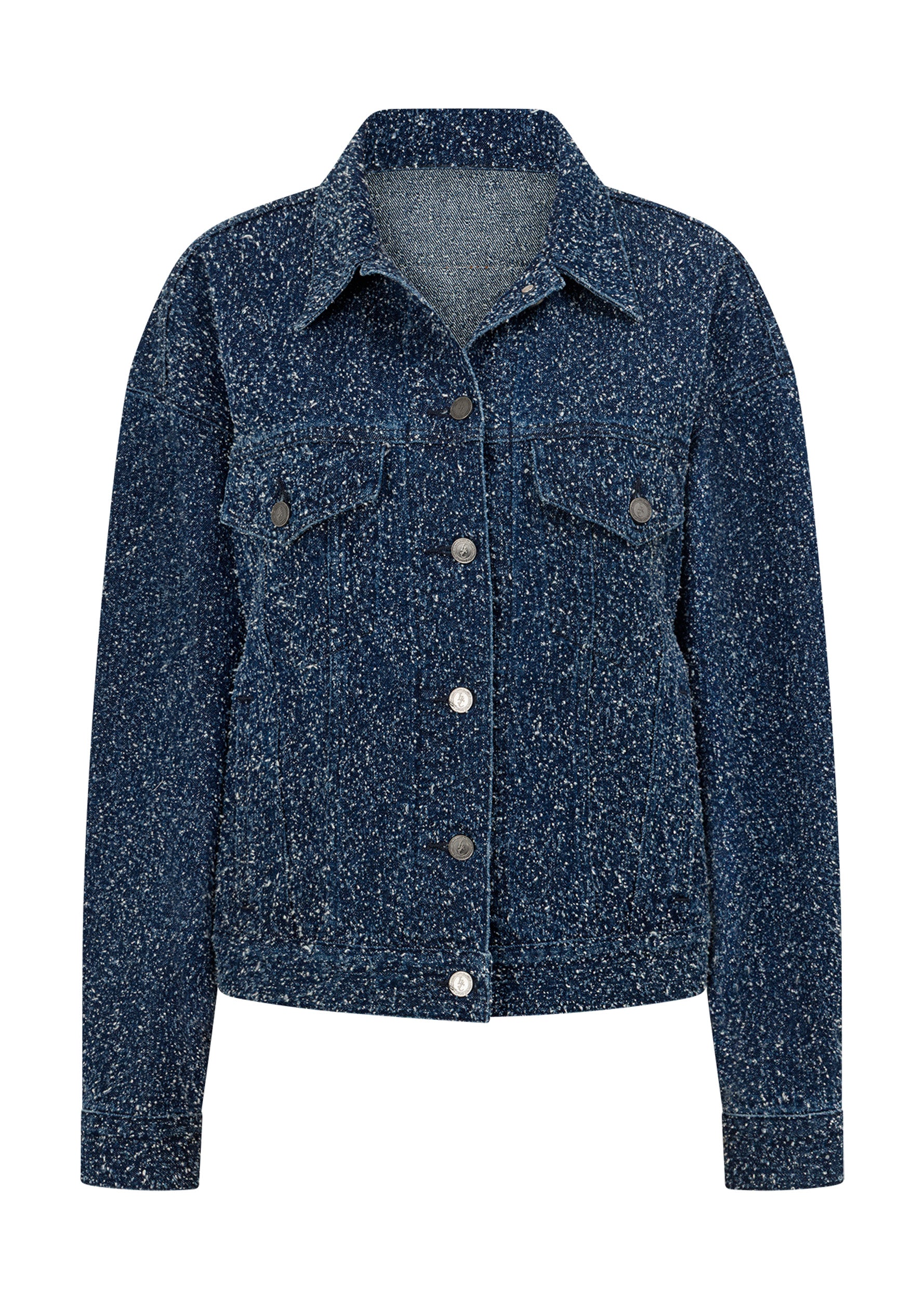 Lorna Jane Valentina Boucle Denim Jacket - Dark Blue Boucle Denim