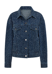 Lorna Jane Valentina Boucle Denim Jacket - Dark Blue Boucle Denim