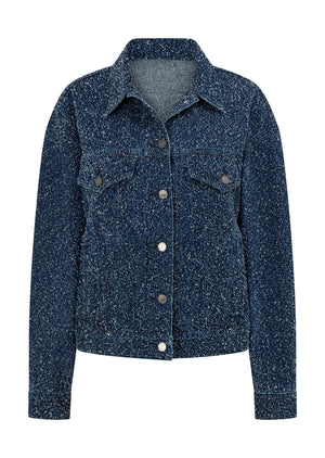 Lorna Jane Valentina Boucle Denim Jacket - Dark Blue Boucle Denim