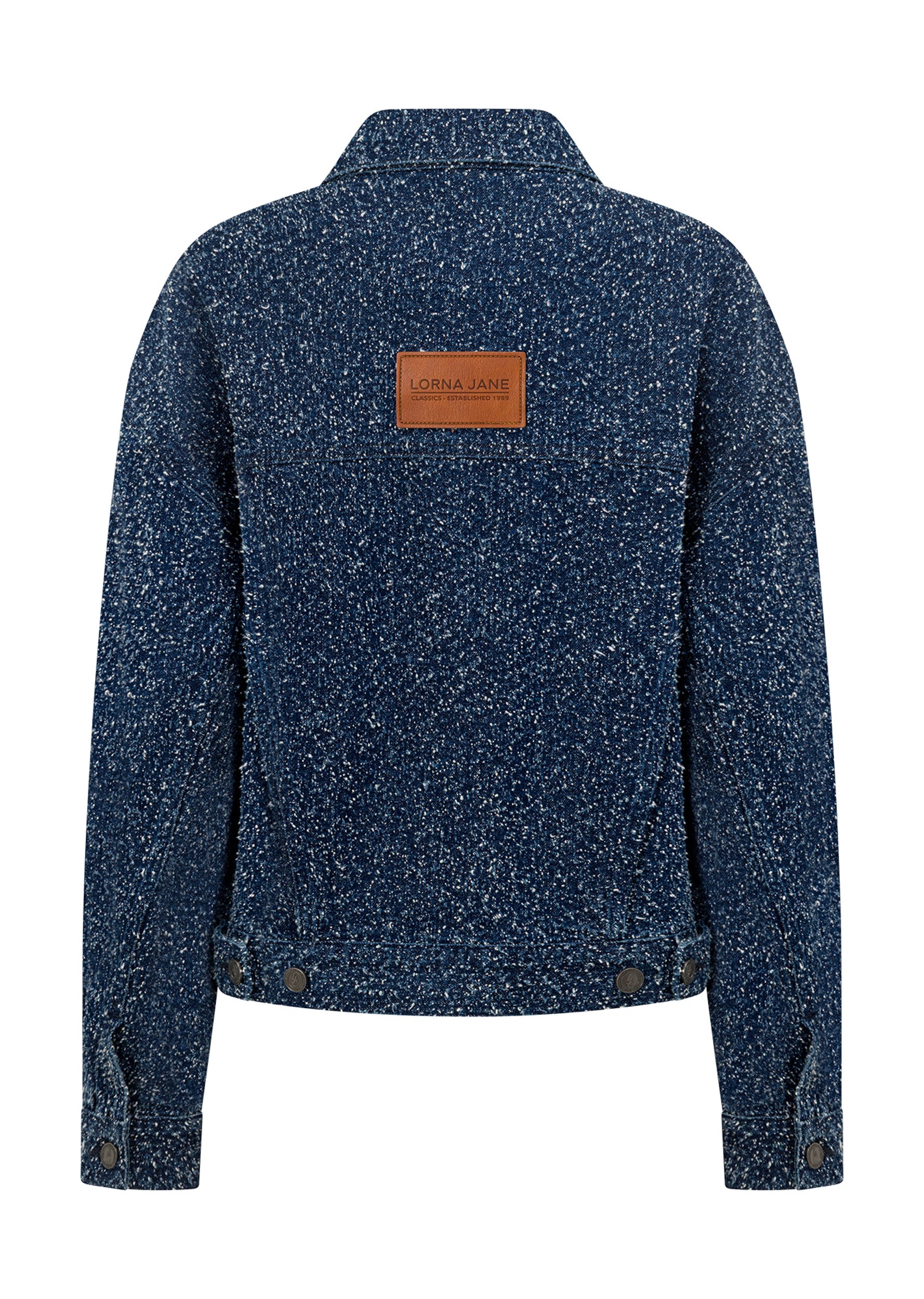 Lorna Jane Valentina Boucle Denim Jacket - Dark Blue Boucle Denim
