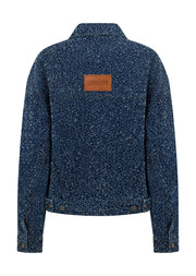 Lorna Jane Valentina Boucle Denim Jacket - Dark Blue Boucle Denim