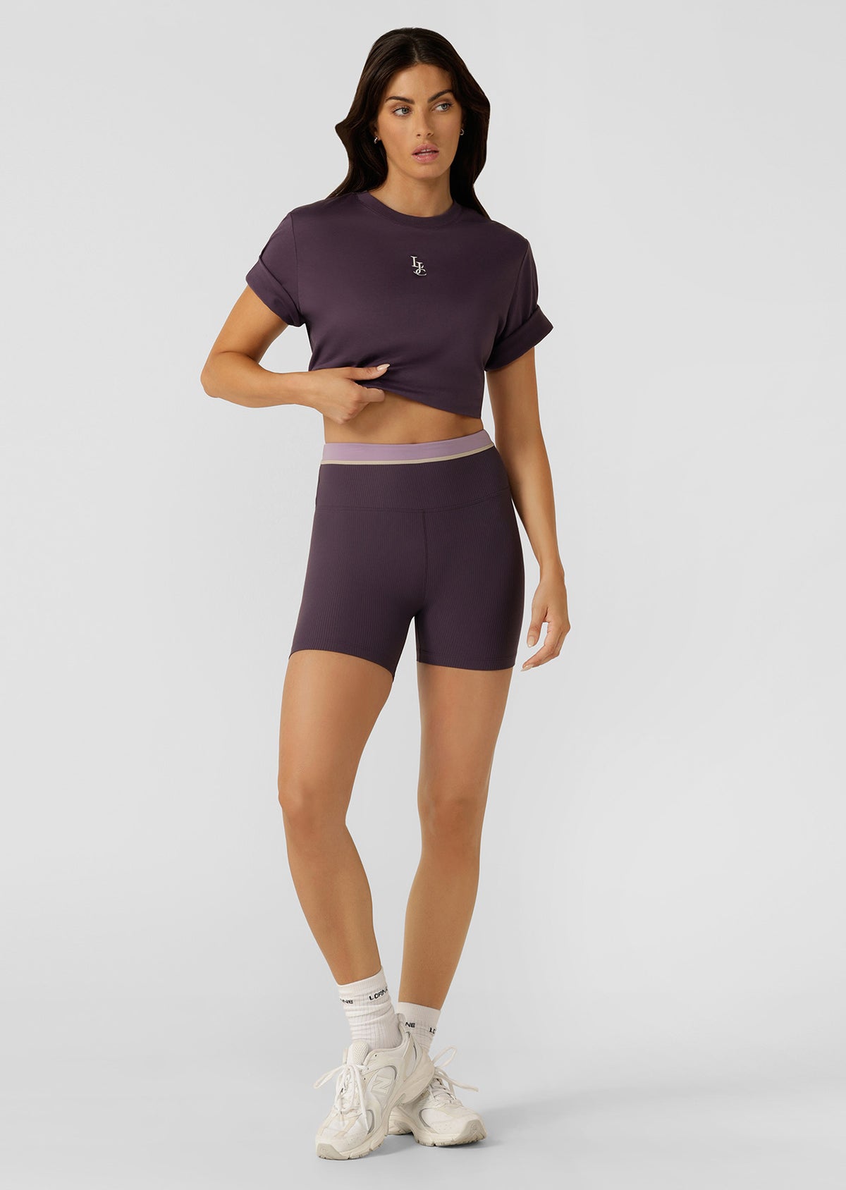 Lorna Jane Perfect Practice Rib 12Cm Bike Shorts - Midnight Plum