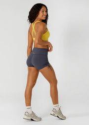 Lorna Jane Rouched Cheeky Bike Shorts - Ash Blue