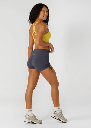 Lorna Jane Rouched Cheeky Bike Shorts - Ash Blue