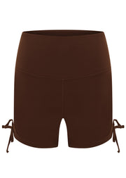 Lorna Jane Rouched Cheeky Bike Shorts - Espresso