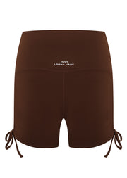 Lorna Jane Rouched Cheeky Bike Shorts - Espresso
