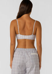 Lorna Jane Country Club Check Sports Bra - Grey Check