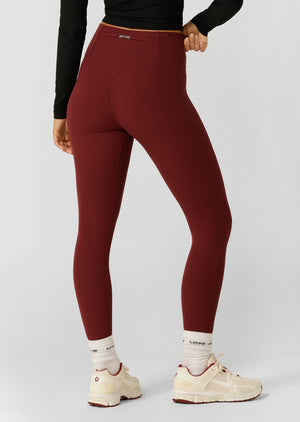 Lorna Jane Dolce Vita Rib Ankle Biter Leggings - Dark Ruby
