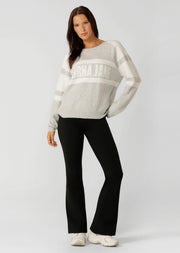 Lorna Jane Cloud Soft Logo Knit Jumper - Grey Marl