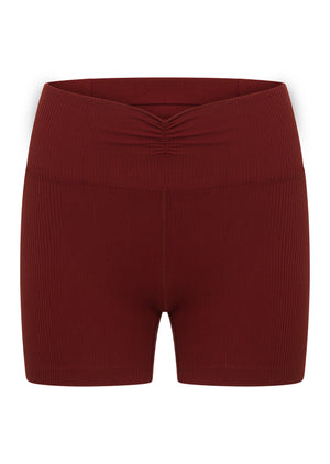 Lorna Jane Dolce Vita Rib 12cm Bike Shorts - Dark Ruby
