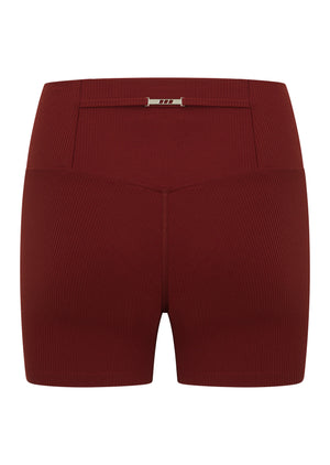 Lorna Jane Dolce Vita Rib 12cm Bike Shorts - Dark Ruby