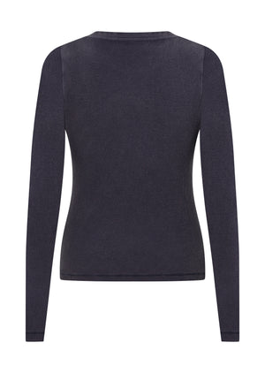 Lorna Jane Original Sport Washed Rib Long Sleeve Top - Washed Midnight Blue
