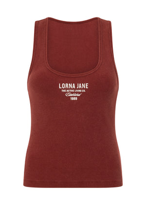 Lorna Jane Original Sport Washed Rib Tank - Washed Dark Ruby