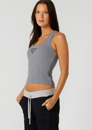 Lorna Jane Original Sport Washed Rib Tank - Washed Powder Grey
