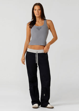 Lorna Jane Original Sport Washed Rib Tank - Washed Powder Grey