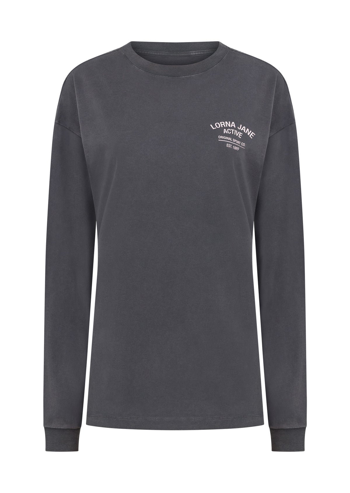 Lorna Jane Washed Original Sport Long Sleeve T-Shirt - Washed Titanium