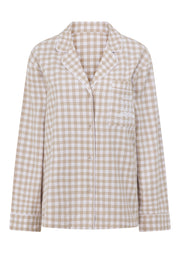 Lorna Jane Flannel Lounge Shirt - Latte Check