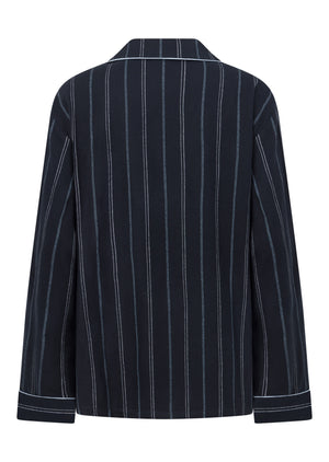 Lorna Jane Flannel Lounge Shirt - Navy Pinstripe