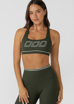 Lorna Jane Iconic Luxe Active Rib Sports Bra - Luxury Green