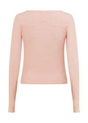Lorna Jane Train Warmer Long Sleeve Rib Top - Pale Peony