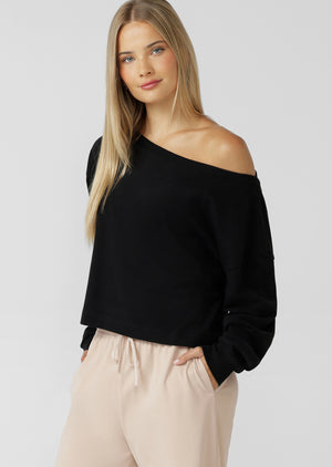 Lorna Jane Cloud Soft Relaxed Fit Long Sleeve Top - Black
