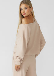 Lorna Jane Cloud Soft Relaxed Fit Long Sleeve Top - Iced Latte