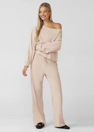 Lorna Jane Cloud Soft Relaxed Fit Long Sleeve Top - Iced Latte