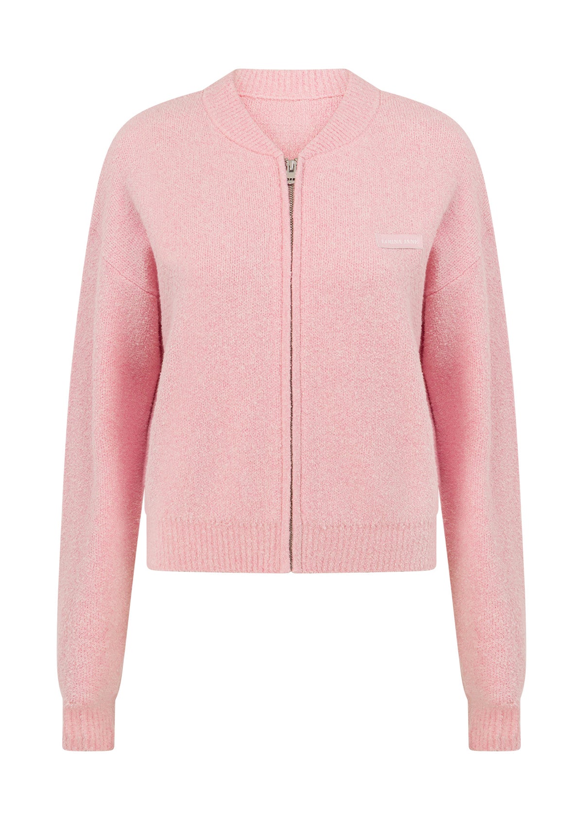 Lorna Jane Boucle Knit Bomber Jacket - Pale Peony