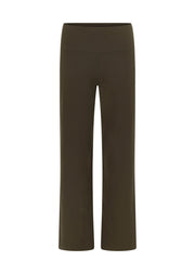 Lorna Jane Ultra Plush Luxe Rib Wide Leg Pants - Dark Khaki Haze