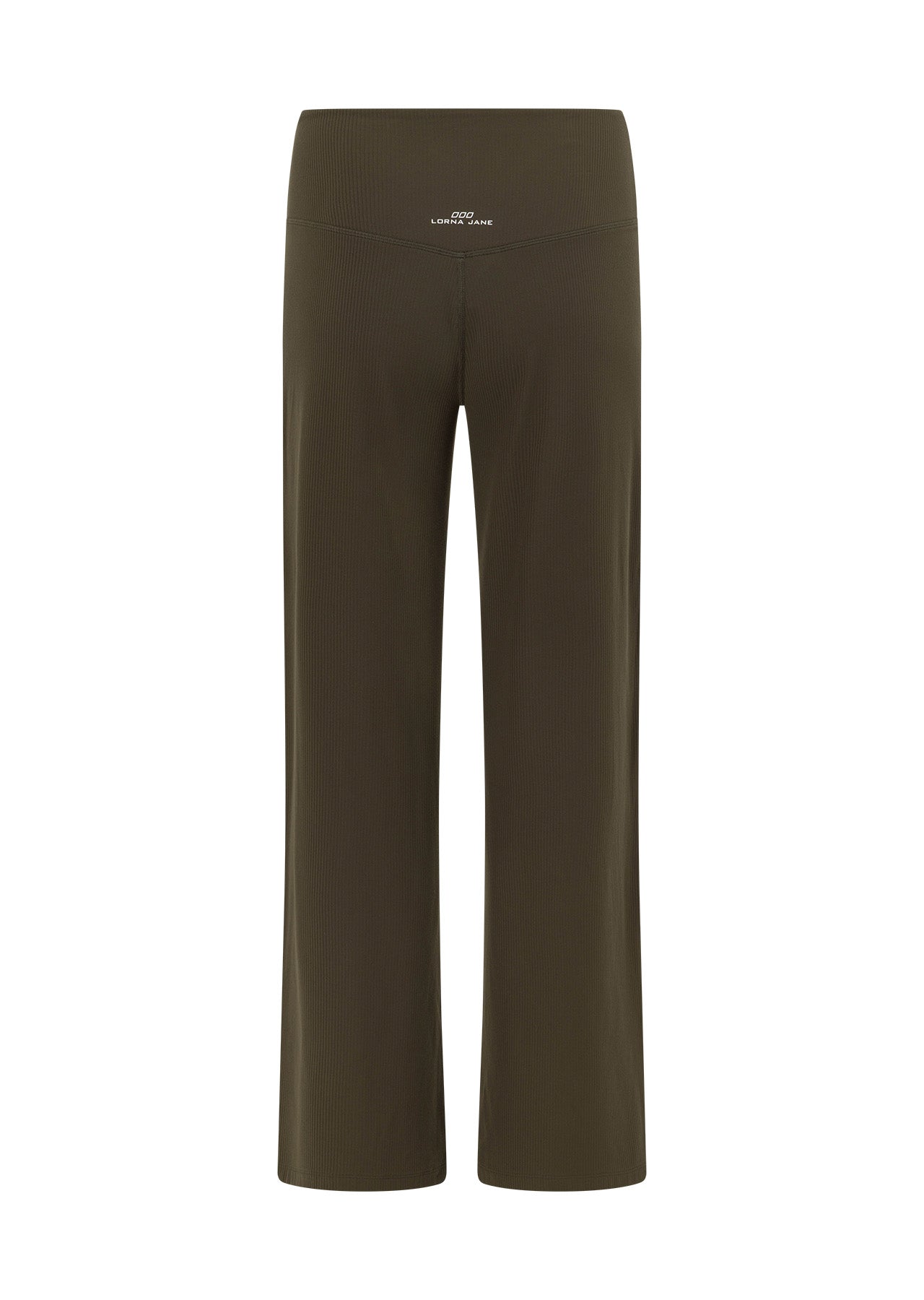 Lorna Jane Ultra Plush Luxe Rib Wide Leg Pants - Dark Khaki Haze