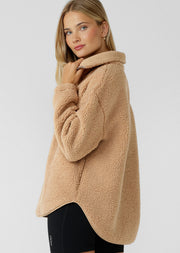 Lorna Jane Field Teddy Half Zip Sweat - Sand Dune